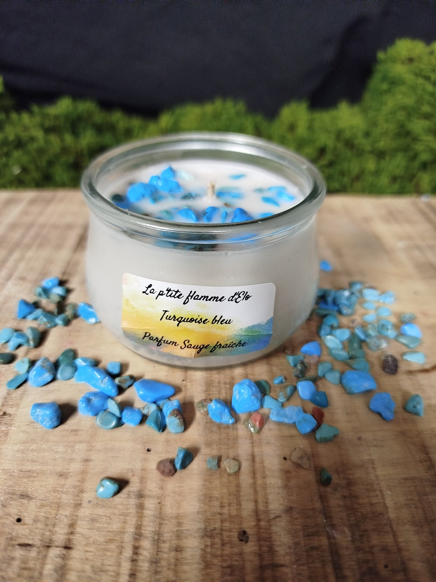 Bougie Sauge fraîche aux pierres naturelles