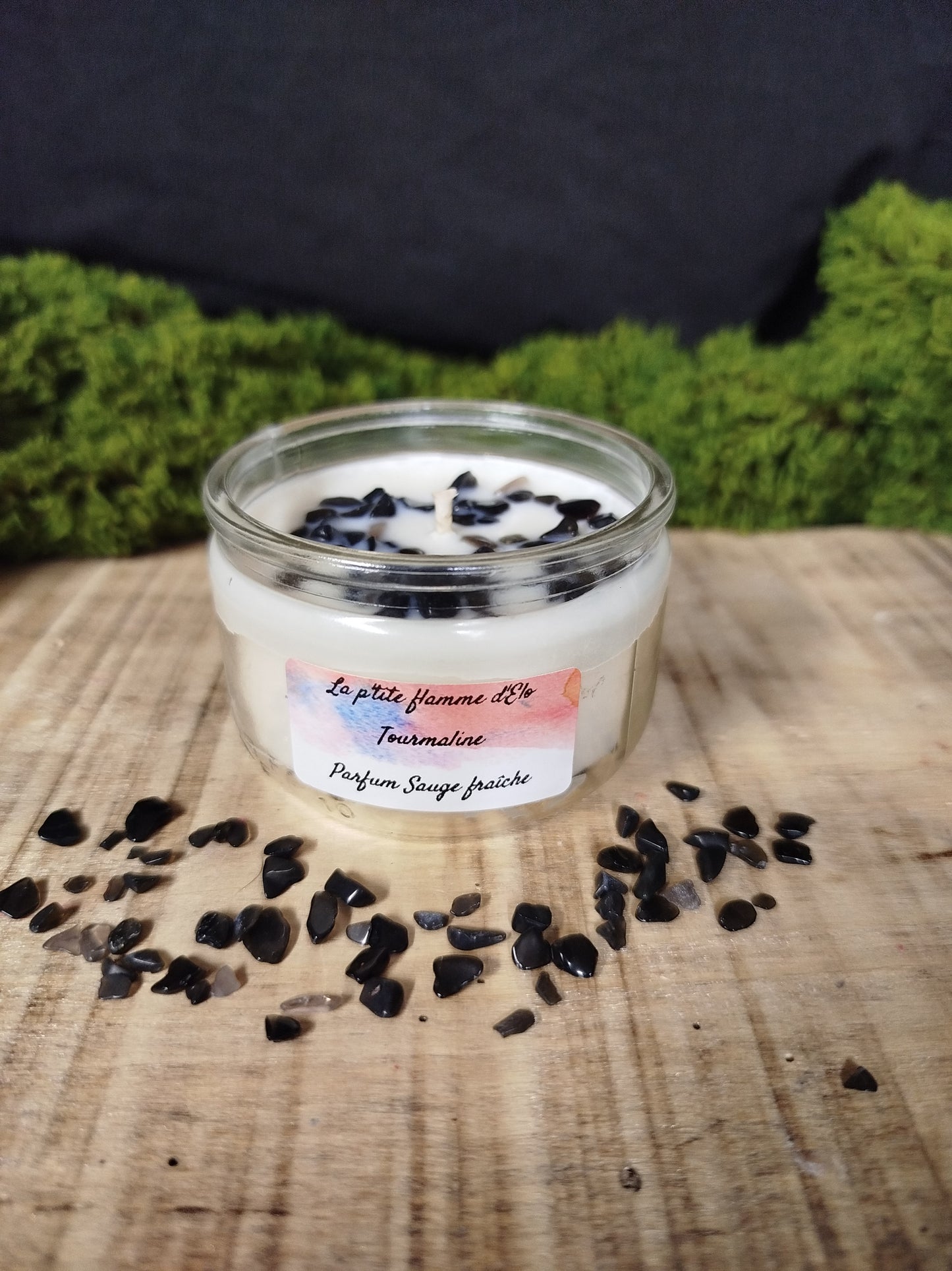 Bougie Sauge fraîche aux pierres naturelles