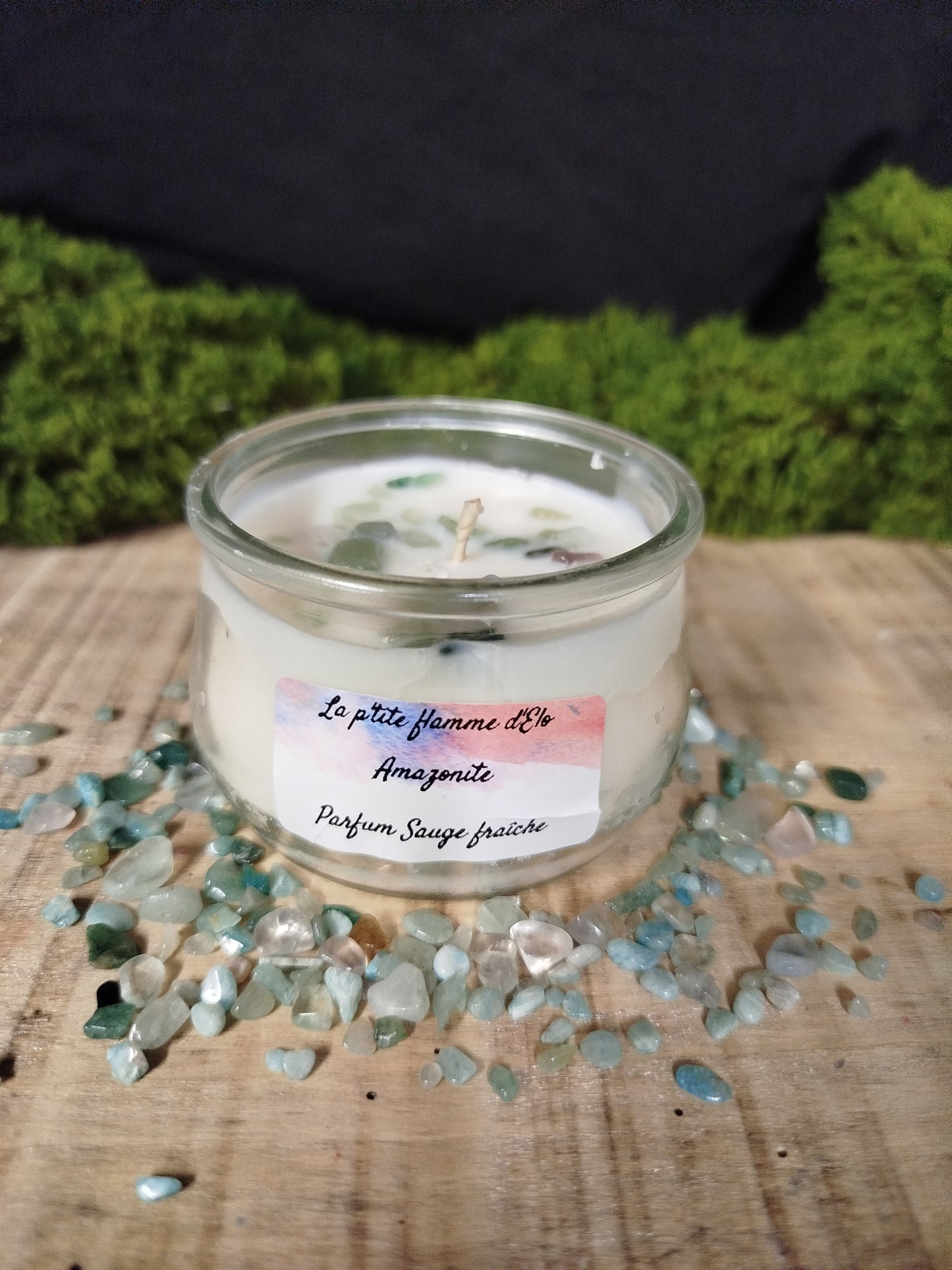 Bougie Sauge fraîche aux pierres naturelles